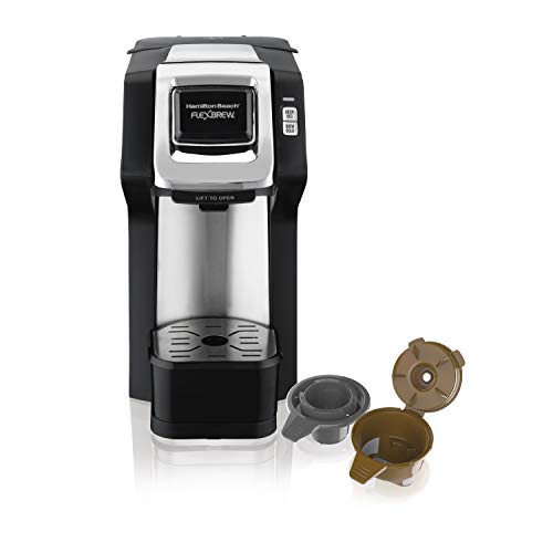 Hamilton Beach 49979 FlexBrew Single-Serve Coffee Maker Compatible with Pod Packs and Grounds, Black & Chrome