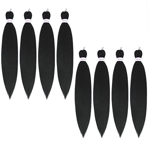 Natural Black Braiding Hair 18 Inch 8 Packs Professional Synthetic Crochet Braids Hair Extensions (18 Inch (Pack of 8), 1B#)