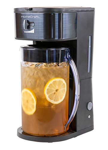 HomeCraft HCIT3BS 3-Quart Black Stainless Steel Café' Iced Tea And Coffee Brewing System, 12 Cups, Strength Selector & Infuser Chamber, Perfect For Lattes, Lemonade, Flavored Water, Large Pitcher