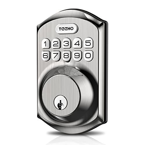 TEEHO TE001 Keyless Entry Door Lock with Keypad - Smart Deadbolt Lock - Front Door Lock with 2 Keys - Auto Lock - Easy Installation - Satin Nickel TEEHO TE001 Keyless Entry Door Lock with Keypad - Smart Deadbolt Lock - Front Door Lock with 2 Keys - Auto Lock - Easy Installation - Satin Nickel