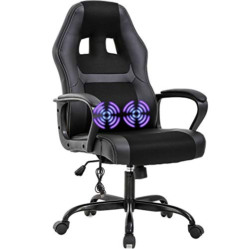 PC Gaming Chair Massage Office Chair Ergonomic Desk Chair Adjustable PU Leather Racing Chair with Lumbar Support Headrest Armrest Task Rolling Swivel Computer Chair for Women Adults(Black) PC Gaming Chair Massage Office Chair Ergonomic Desk Chair Adjustable PU Leather Racing Chair with Lumbar Support Headrest Armrest Task Rolling Swivel Computer Chair for Women Adults(Black)