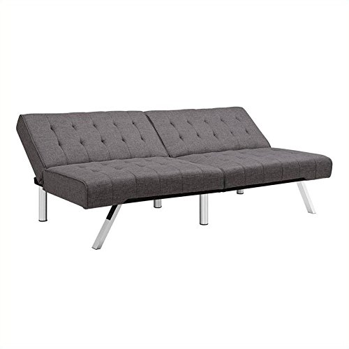 DHP Emily Futon With Chrome Legs, Grey Linen