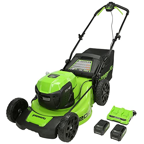 Greenworks 2 x 24V (48V) 20" Brushless Cordless Push Lawn Mower, (2) 4.0Ah USB Batteries (USB Hub) and Dual Port Rapid Charger Included