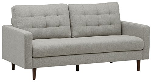 Amazon Brand – Rivet Cove Mid-Century Modern Tufted Apartment Sofa, 72"W, Light Grey