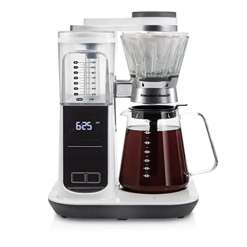 Hamilton Beach Craft Programmable Automatic Coffee Maker Brewer or Manual Pour Over Dripper with 5 Strengths and Integrated Scale, 8 Cups, Includes Cone Filter Set, White (46700) Hamilton Beach Craft Programmable Automatic Coffee Maker Brewer or Manual Pour Over Dripper with 5 Strengths and Integrated Scale, 8 Cups, Includes Cone Filter Set, White (46700)