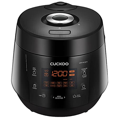 CUCKOO CRP-PK1001S | 10-Cup (Uncooked) Pressure Rice Cooker | 12 Menu Options: Quinoa, Scorched Rice, GABA/Brown Rice, Multi-Grain & More, Made in Korea | Black