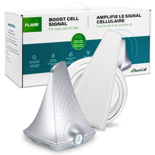 SureCall Flare 3.0 Cell Phone Signal Booster for Home & Office up to 3500 sq ft, Boosts 5G/4G LTE, Yagi Outdoor Antenna, Multi-User, Verizon AT&T Sprint T-Mobile, FCC Approved, USA Company