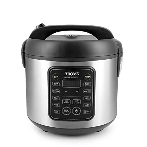 Aroma Housewares ARC-5200SB 2O2O Model Rice & Grain Cooker, Sauté, Slow Cook, Steam, Stew, Oatmeal, Risotto, Soup, 20 Cup 10 Cup uncooked, Stainless Steel
