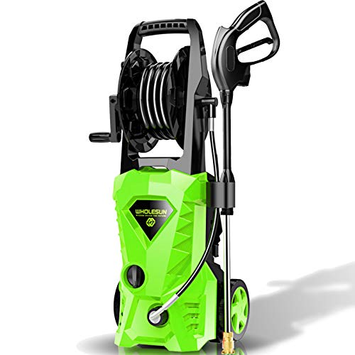 WHOLESUN WS 3000 Electric Pressure Washer 1.58GPM Power Washer 1600W High Pressure Cleaner Machine with 4 Nozzles Foam Cannon for Cars, Homes, Driveways, Patios (Green)