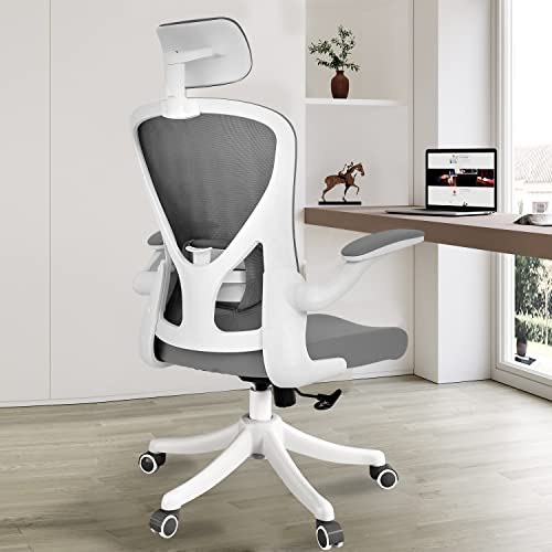 SICHY AGE Office Chair Ergonomic Office Chair Tilt Function Adjustable Headrest with Flip-Up Arms, Cushion for Lumbar Support Office Chair, 360 Degree Swivel Desk Chairs