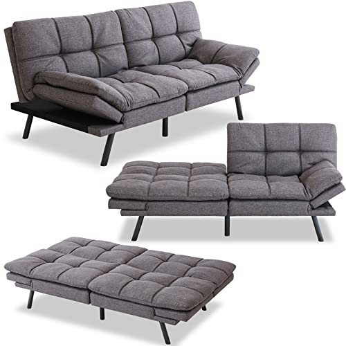 MUUEGM Futon Sofa Bed,Memory Foam Futon Bed,Modern Futon Couch Convertible Sleeper Sofa Love Seat Futon Sets with Adjustable Armrests for Living Room,Offices, Apartments, Dormitories, Studio