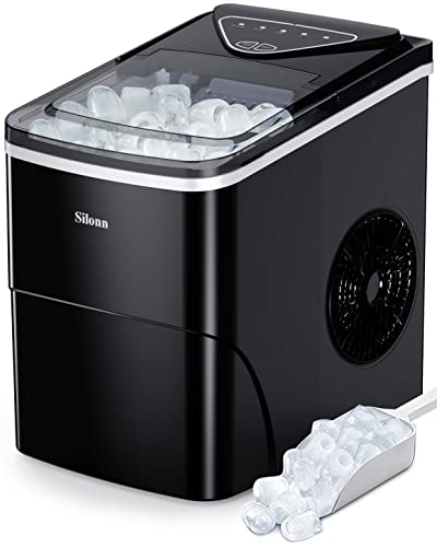 Silonn Ice Makers Countertop, 9 Cubes Ready in 6 Mins, 26lbs in 24Hrs, Self-Cleaning Ice Machine with Ice Scoop and Basket, 2 Sizes of Bullet Ice for Home Kitchen Office Bar Party Silonn Ice Makers Countertop, 9 Cubes Ready in 6 Mins, 26lbs in 24Hrs, Self-Cleaning Ice Machine with Ice Scoop and Basket, 2 Sizes of Bullet Ice for Home Kitchen Office Bar Party