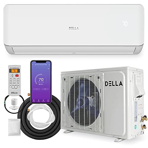 DELLA 12000 BTU Wifi Enabled Mini Split Air Conditioner & Heater Ductless Inverter System, 17 SEER 115V Energy Efficient Unit w/ 1 Ton Heat Pump, Cools Up to 550 Sq. Ft. (FZ Series)