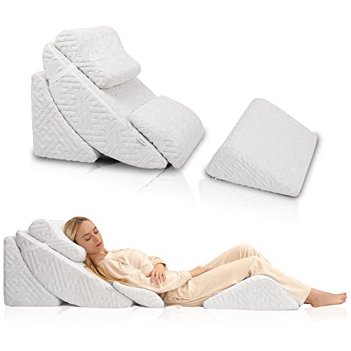 Betterhood 5pcs Orthopedic Bed Wedge Pillow Set, Adjustable Memory Foam Pillows, Post Surgery Foam for Back Support, Neck and Leg Pain Relief, Acid Reflux, Snoring for Sleeping, Sitting Pillow