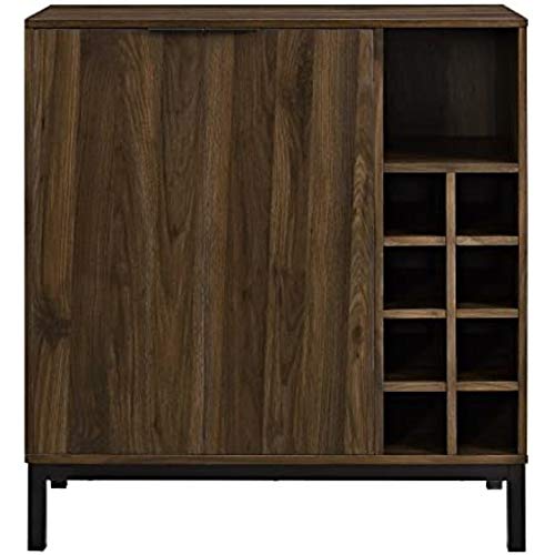 Walker Edison Mid-Century Modern Wood Kitchen Buffet Sideboard-Entryway Serving Storage Cabinet Doors-Dining Room Console, 34 Inch, Dark Walnut