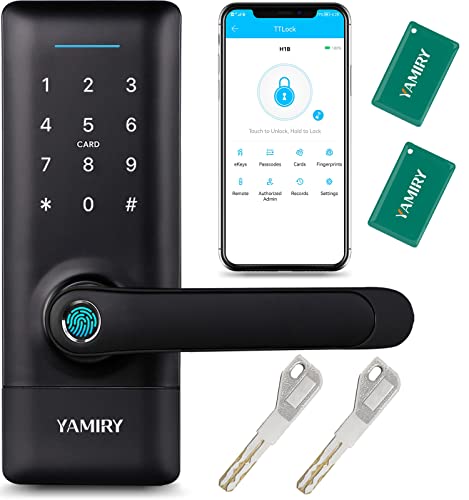 Smart Door Lock, Yamiry Smart Door Handle, Biometric Fingerprint Door Lock, Keyless Entry Door Lock with Handle, Electronic Door Lock, Code Door Lock with Keypad, WiFi Door Lock with APP Control