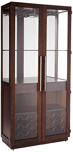 Howard Miller Chaperone III Wine & Bar Cabinet 690-038 – Espresso Finish, Touch-Lite Switch, Locking Front Doors, 18 Glass Stemware Rack, 18 Bottle Wine Rack