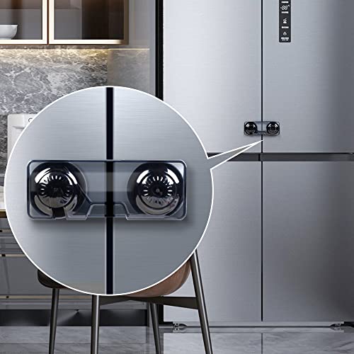 EUDEMON 2 Pack Childproof Refrigerator Lock, Baby Safety French Fridge Door Lock, Freezer Lock, Invisible Cabinet Cupboard Lock for Toddlers, Easy to Install, no Tools Need or Drill (Clear-Black) EUDEMON 2 Pack Childproof Refrigerator Lock, Baby Safety French Fridge Door Lock, Freezer Lock, Invisible Cabinet Cupboard Lock for Toddlers, Easy to Install, no Tools Need or Drill (Clear-Black)