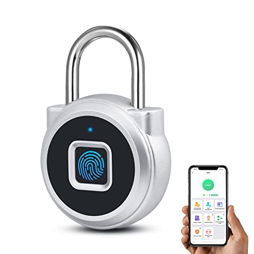 Fingerprint Lock, Dhiedas Smart Padlock, Bluetooth Lock, Fingerprint Padlock with Keyless, Weatherproof Outdoor Gate Lock, for Gym, School, Suitcase, Cabinet, Luggage, Storage and Fence Fingerprint Lock, Dhiedas Smart Padlock, Bluetooth Lock, Fingerprint Padlock with Keyless, Weatherproof Outdoor Gate Lock, for Gym, School, Suitcase, Cabinet, Luggage, Storage and Fence