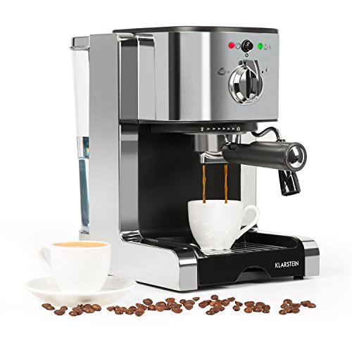 KLARSTEIN Passionata Rossa Espresso and Cappuccino Machine, 15 Bars of Pressure, Steam Frother for Frothing Milk and Preparing Hot Drinks, 0.33 gallon (6 cups)