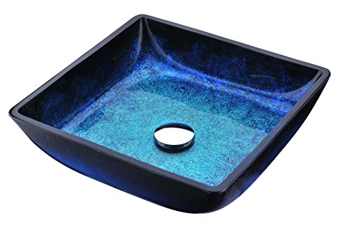 ANZZI Viace Rectangular Tempered Deco Glass Vessel Bathroom Sink in Blazing Blue | Top Mount Toilet Sinks Above Counter | Square Vanity Countertop Sink Bowl with Pop Up Drain | LS-AZ056 ANZZI Viace Rectangular Tempered Deco Glass Vessel Bathroom Sink in Blazing Blue | Top Mount Toilet Sinks Above Counter | Square Vanity Countertop Sink Bowl with Pop Up Drain | LS-AZ056