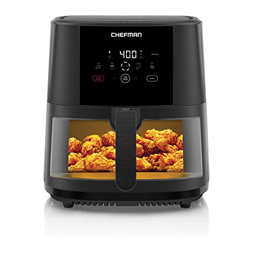 Chefman TurboTouch Easy View Air Fryer, The Most Convenient And Healthy Way To Cook Oil-Free, Watch Food Cook To Crispy And Low-Calorie Finish Through Convenient Window, 8 Qt Chefman TurboTouch Easy View Air Fryer, The Most Convenient And Healthy Way To Cook Oil-Free, Watch Food Cook To Crispy And Low-Calorie Finish Through Convenient Window, 8 Qt