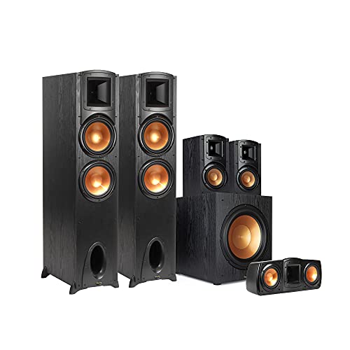 Klipsch Synergy Black Label F-300 5.1 Powerful and Efficient Home Theater System with 12" Front-Firing Subwoofer and Tractrix Horn Technology for Hours of Listening Pleasure