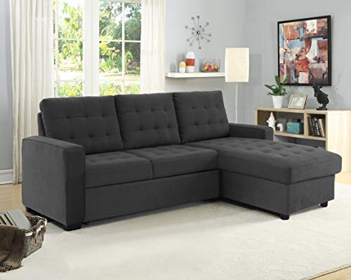 Serta Dreamlift Bakersfield Sectional Sofa Bed, Steel Grey