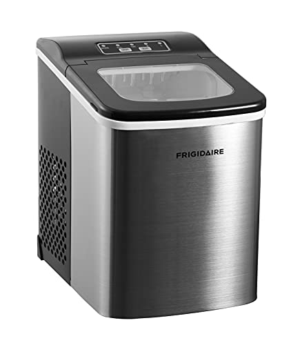 Frigidaire Compact Countertop Ice Maker, Makes 26 Lbs. Of Bullet Shaped Ice Cubes Per Day, Silver Stainless Frigidaire Compact Countertop Ice Maker, Makes 26 Lbs. Of Bullet Shaped Ice Cubes Per Day, Silver Stainless