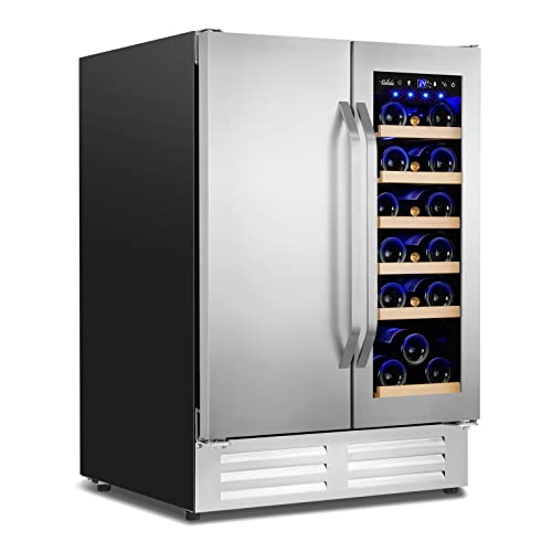 Velieta Wine and Beverage Refrigerator,24 Inch Dual Zone Wine Cooler, Built-in/Freestanding Beer and Wine Fridge with a Powerful Compressor, 20 Bottles and 88 Cans Capacity Velieta Wine and Beverage Refrigerator,24 Inch Dual Zone Wine Cooler, Built-in/Freestanding Beer and Wine Fridge with a Powerful Compressor, 20 Bottles and 88 Cans Capacity