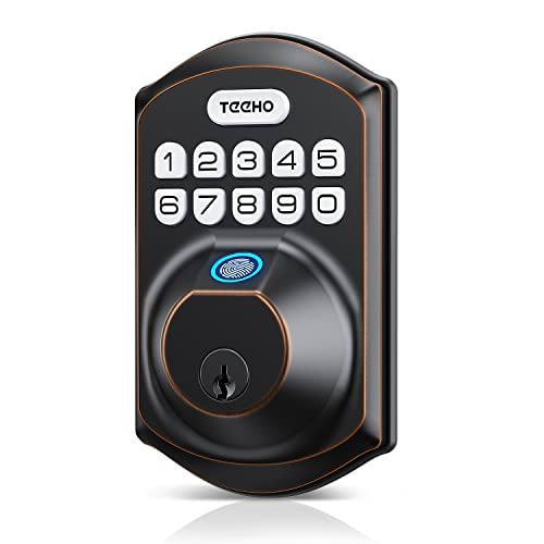 Fingerprint Door Lock - TEEHO Keyless Entry Door Lock Deadbolt - Electronic Door Lock with Keypad - Combination Door Lock - Easy Installation - Oil-Rubbed Bronze