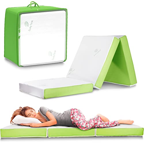 Cushy Form Floor Mattress - Foldable 4 Inch Foam Camping Bed w/Case for Adults & Kids - Folding Portable Bed for Travel, Van, Guest - Fold Up Pad - College Dorm Room Essentials for Girls and Guys Cushy Form Floor Mattress - Foldable 4 Inch Foam Camping Bed w/Case for Adults & Kids - Folding Portable Bed for Travel, Van, Guest - Fold Up Pad - College Dorm Room Essentials for Girls and Guys