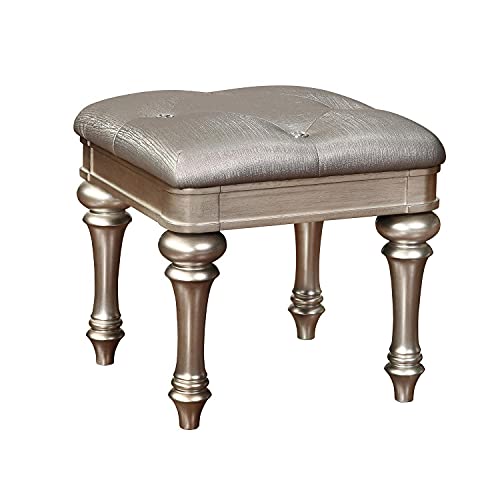 Bling Game Vanity Stool with Arrow Bun Feet Metallic Platinum