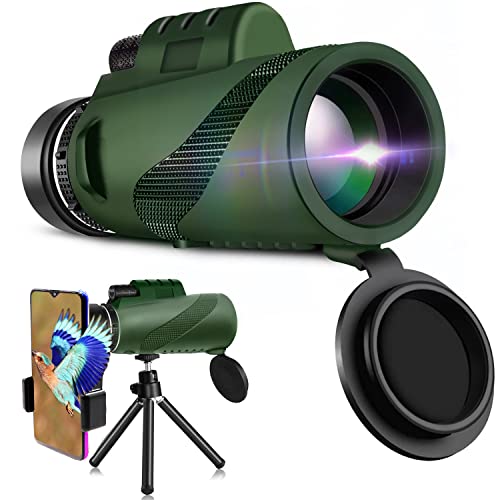 Monocular Telescope 80x100 Compact BAK4 Prism Night Vision Can be used day and night Hunting Camping Bird watching Sports competition Horse racing Tourism Travel with Smartphone Holder & Tripod -Green Monocular Telescope 80x100 Compact BAK4 Prism Night Vision Can be used day and night Hunting Camping Bird watching Sports competition Horse racing Tourism Travel with Smartphone Holder & Tripod -Green