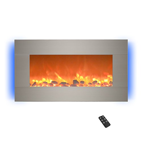 Northwest 80-BL31-2002 Electric Fireplace-Wall Mounted with 13 Backlight Colors, Adjustable Heat and Remote Control-31 inch, 31", Stainless Steel