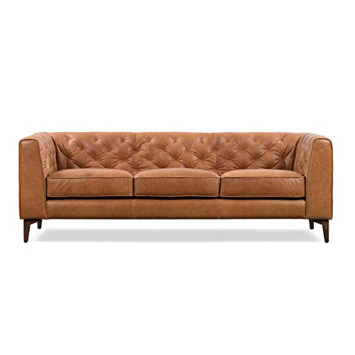 POLY & BARK Essex 89" Sofa in Full-Grain Pure-Aniline Italian Tanned Leather in Cognac Tan