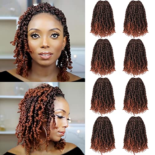 Fulcrum Pre-Twisted Passion Twist Crochet Hair 10 Inch, 8 Packs Pre Looped Passion Twist Braiding Synthetic Hair, Bohemian Braids For Crochet Pretwisted Hair Extensions (10Inch (Pack of 8), T350#)