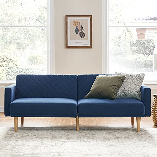 mopio Chloe Futon Sofa Bed, Convertible Sleeper Sofa with Tapered Wood Legs, 77.5" W, Small Splitback Sofa for Living Room