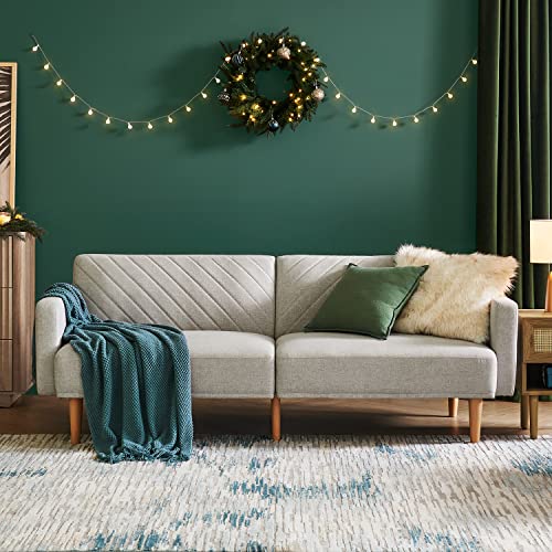 mopio Chloe Futon Sofa Bed, Convertible Sleeper Sofa with Tapered Wood Legs, 77.5" W, Small Splitback Sofa for Living Room