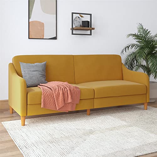 DHP Jasper Coil, Multi-Position Design, Mustard Yellow Linen Futon,