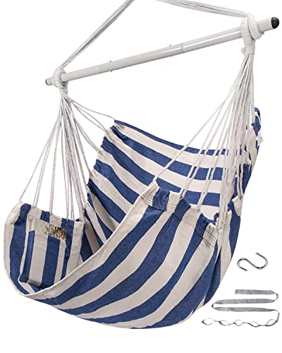 ADVOKAIR Hanging Chair Hammock Chair Swing (500 lbs Max) - Comfortable Hanging Rope Swing for Bedroom, Outdoor Patio, Porch, Deck - Indoor and Outdoor - Sturdy Steel Bar with Anti-Slip Safety Rings ADVOKAIR Hanging Chair Hammock Chair Swing (500 lbs Max) - Comfortable Hanging Rope Swing for Bedroom, Outdoor Patio, Porch, Deck - Indoor and Outdoor - Sturdy Steel Bar with Anti-Slip Safety Rings