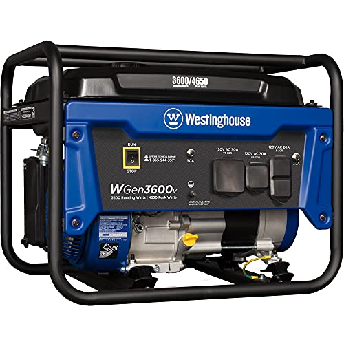 Westinghouse 4650 Watt Portable Generator, RV Ready 30A Outlet, Gas Powered, CARB Compliant
