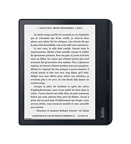 Kobo Sage | eReader | 8” HD Glare Free Touchscreen | Waterproof | Adjustable Brightness and Color Temperature | Blue Light Reduction | Bluetooth | WiFi | 32GB of Storage | Carta E Ink Technology Kobo Sage | eReader | 8” HD Glare Free Touchscreen | Waterproof | Adjustable Brightness and Color Temperature | Blue Light Reduction | Bluetooth | WiFi | 32GB of Storage | Carta E Ink Technology