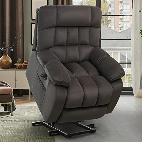 Power Lift Recliner Chair with Heat & Vibration, Massage Lift Recliner for Elderly, Short-Pile Fabric Lift Reclining Chairs for Home Living Room, Dark Coffee Power Lift Recliner Chair with Heat & Vibration, Massage Lift Recliner for Elderly, Short-Pile Fabric Lift Reclining Chairs for Home Living Room, Dark Coffee