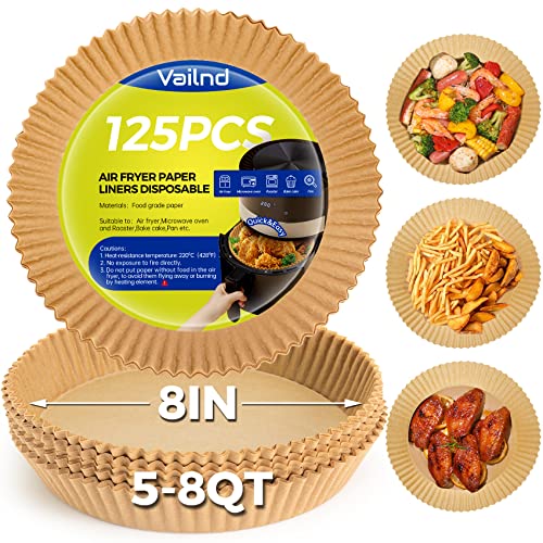 Air Fryer Paper Liners Disposable: 125PCS Non-Stick Air Fryer Parchment Paper, Food Grade Baking Paper for Baking Roasting Microwave (8IN-Round) Air Fryer Paper Liners Disposable: 125PCS Non-Stick Air Fryer Parchment Paper, Food Grade Baking Paper for Baking Roasting Microwave (8IN-Round)