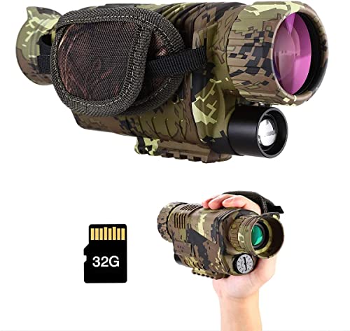 BOBLOV 32GB Night Vision Monocular, Infrared Night Vision Camcorder, Digital 5x8 Optics Scope Night Vision,200Yards Full Dark, Infrared Monoculars with 32GB Card and Battery for Hunting Observe