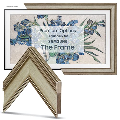 Deco TV Frames - Warm Silver Smart Frame Compatible ONLY with Samsung The Frame TV (50", Fits 2021-2022 Frame TV)