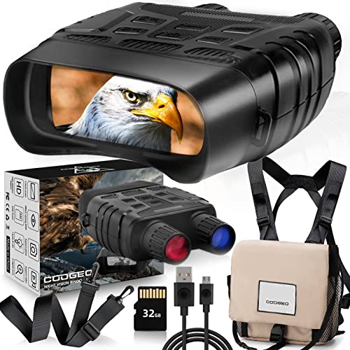 Digital Night Vision Goggles for Complete Darkness, Night Vision Binoculars for Adults with Binoculars Harness Bag and 32GB Card, Infrared Goggles for Hunting