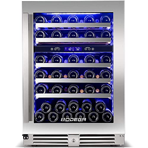 BODEGA 24 Inch Wine Cooler,56 Bottle Wine Refrigerator Dual Zone, Built-In and Freestanding Wine Fridge,with Quick and Silent Cooling System for Red, Rose and Sparkling Wines,Stylish Look BODEGA 24 Inch Wine Cooler,56 Bottle Wine Refrigerator Dual Zone, Built-In and Freestanding Wine Fridge,with Quick and Silent Cooling System for Red, Rose and Sparkling Wines,Stylish Look