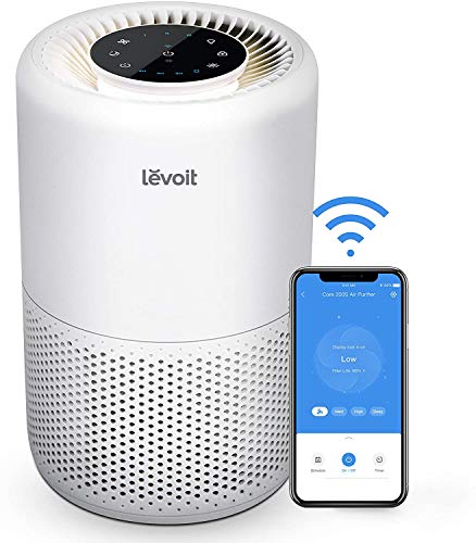 LEVOIT Air Purifiers for Home Large Room, Smart WiFi Alexa Control, H13 True HEPA Filter for Allergies, Pets, Smoke, Dust, Pollen, Ozone Free, 24dB Quiet Cleaner for Bedroom, Core 200S, White